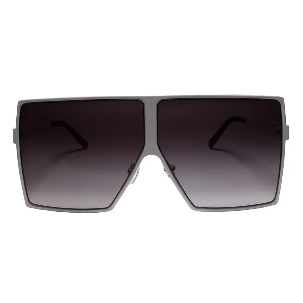 Contemporary Glam XXL Oversized Fashion Metal Square White Sunglasses Women